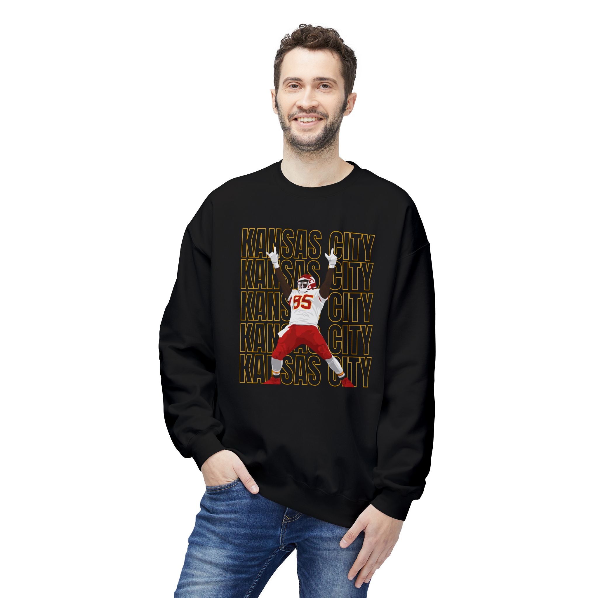 Kansas City Chris Jones Fleece Crewneck Sweatshirt